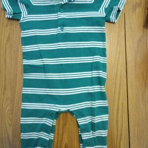 Hanna Andersson Teal and White Striped Kids Bodysuit